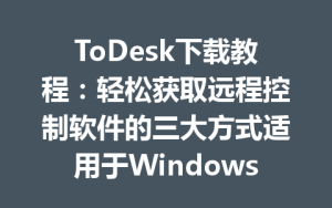 ToDesk下载教程：轻松获取远程控制软件的三大方式适用于Windows/Mac-ToDesk官网 - ToDesk下载