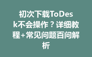 初次下载ToDesk不会操作？详细教程+常见问题百问解析-ToDesk官网 - ToDesk下载