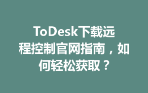 ToDesk下载远程控制官网指南，如何轻松获取？-ToDesk官网 - ToDesk下载