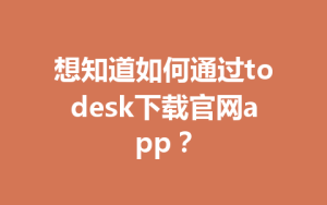 想知道如何通过todesk下载官网app？-ToDesk官网 - ToDesk下载