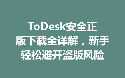 ToDesk安全正版下载全详解，新手轻松避开盗版风险 一