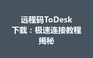 远程码ToDesk下载：极速连接教程揭秘-ToDesk官网 - ToDesk下载